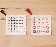 Hara wool Embroidery sashiko coaster KIT With needle Thread Made in JAPAN B