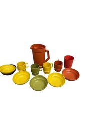 Vintage Tupperware Toys Play Dishes Pitcher Cups Bowls Lot Of 13 Multicolor