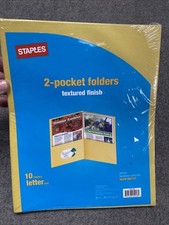 Staples Paper Folders Gray 2-Pocket 10/Pack w Business Card Holder NEW B6