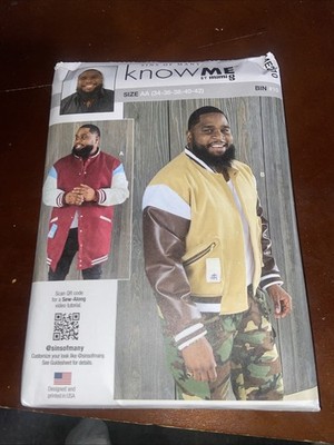 Know Me ME2010 Men's Lined Varsity or Bomber Jacket in 2 Lengths Sz 34-42 UNCUT