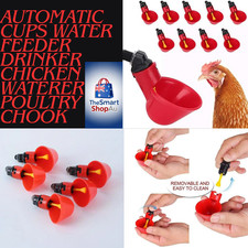 10x Automatic Cups Water Feeder Drinker Chicken Waterer Poultry Chook