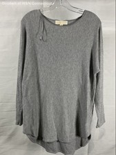 Michael Kors Women's Heather Gray Long Sleeve High Low Tunic Sweater Sz M