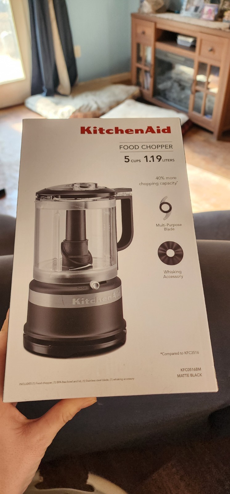 Brand New KitchenAid KFC0516BM 5 Cup Food Chopper Mix Puree, Matte Black