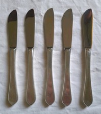 Ercuis 5 Couteaux en métal argenté a entremet, dessert, fromage, Design Vintage