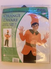 Orange Dwarf Kids Childs Boys Gnome Elf Book Day Week Fancy Dress Costume