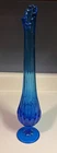 FENTON 14 POINT THUMBPRINT Colonial Blue Tall Swung VASE 16” VTG MCM 1960's