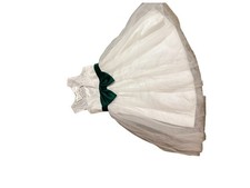 White Lace  Tulle Formal Dress with Green Bow for Girls Wedding Communion