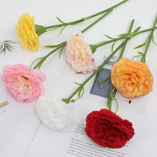 Set of 5 Artificial Silk Carnation Flowers for Weddings and Home Arrangements