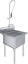 30" x 30" Stainless Steel One Compartment Sink with Pre-Rinse Faucet Assembly
