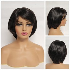 🎀 SILKY STRAIGHT CHIN LENGTH RETRO SHORT BOB WIG DAILY FASHION-BOBBI BOSS #1B
