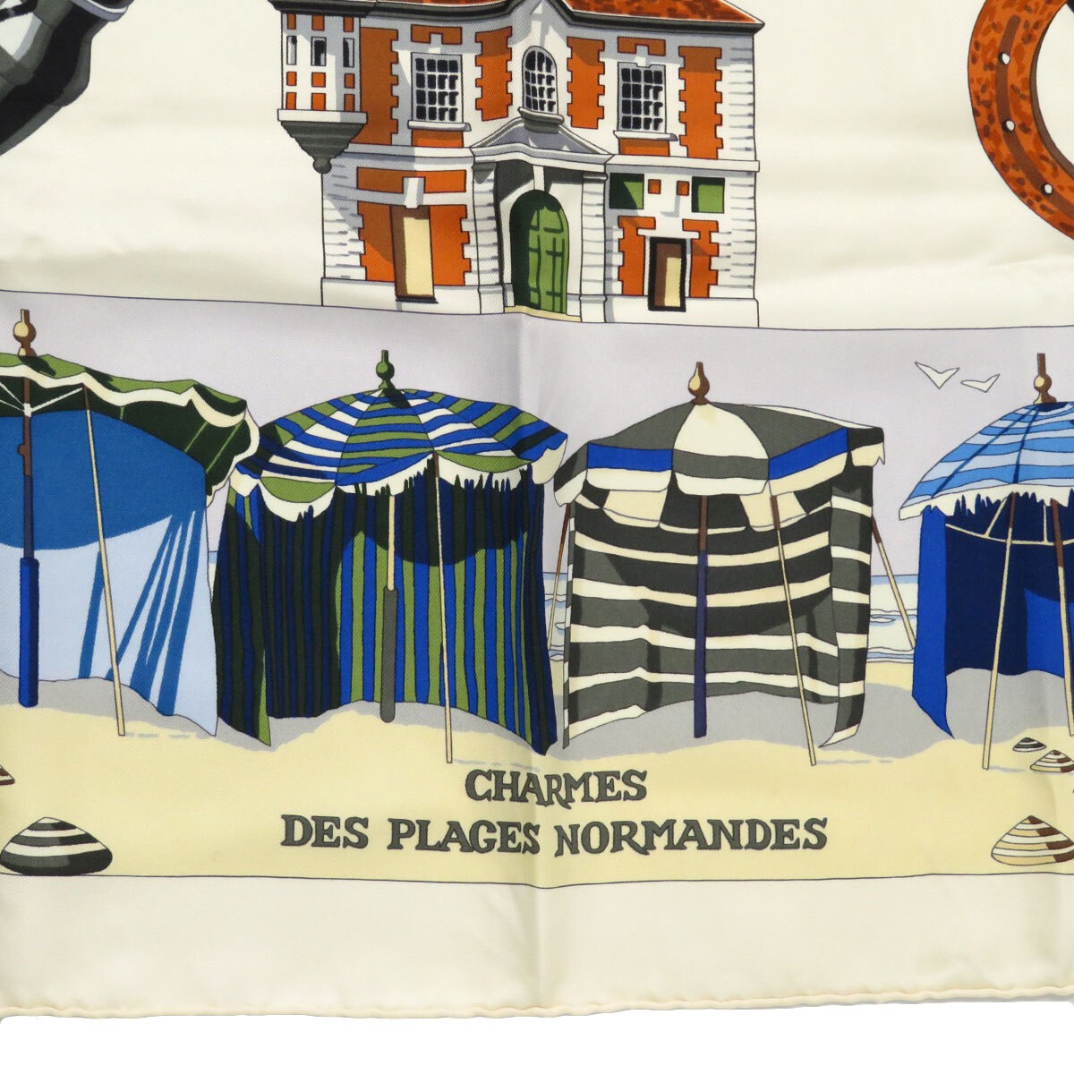 Hermès Silk Scarf Carré  e 90 CHARMES DES PLAGES NORMANDES Unisex Off White  Use thumbnail 4