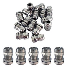 15 PCS PG7 Waterproof Metal Cable Gland Joints for 3-6.5mm Diameter Cable
