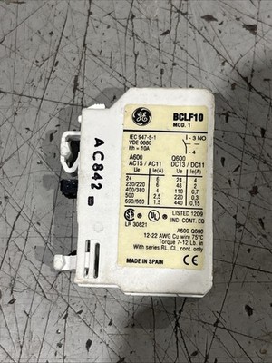  GE BCLF10 Front Mount 1-Pole Auxiliary Contact Block, Used Free Shipping 