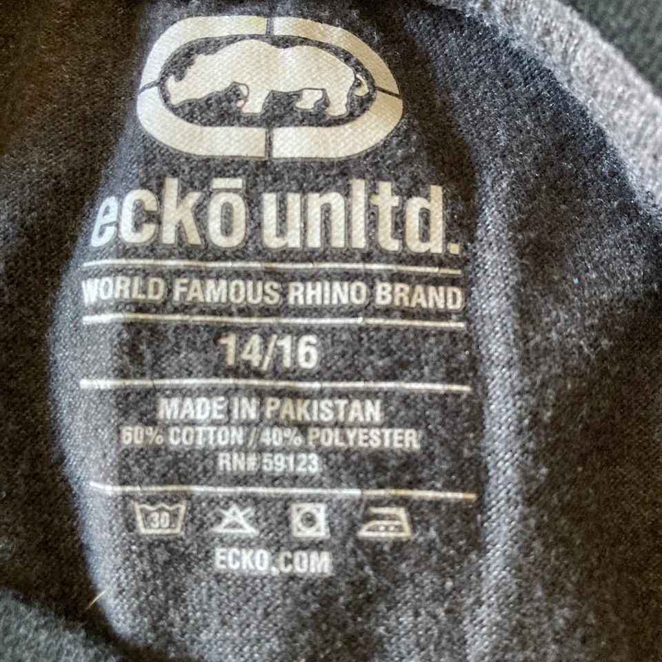 De colección Ecko Unltd. Camiseta niño 14/16 negra amarilla spellout elástica  Foto 3 de 4