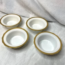 VINTAGE Set of 4 BERNARDAUD & CO LIMOGES Gold Rim Ramekins, delicate porcelain