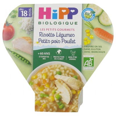 HiPP Les Petits Gourmets Risotto Gemüse Erbsen Huhn ab 18 Monaten Bio 260 g ist 