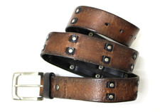 Vintage Levi Strauss  Co Leather Belt Men's L 38 / 95 Brown Distressed Studded