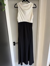 ME+EM Statement Back Dress Fluid Satin Black UK 8 New Maxi 
