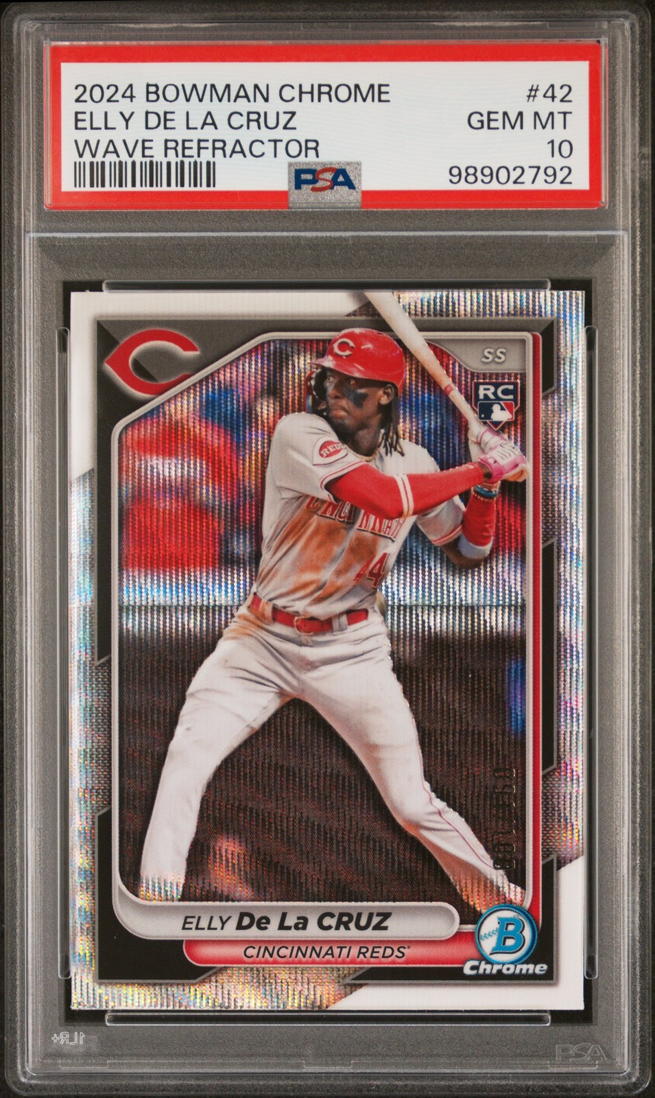 2024 BOWMAN CHROME WAVE REFRACTOR #42 ELLY DE LA CRUZ 91/100 PSA 10