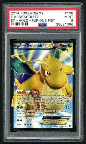 POKEMON DRAGONITE EX 2014 XY FURIOUS FISTS #108 FA PSA 9