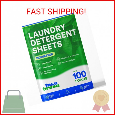 #ad Eco Washer Sheets Detergent 100 Loads Zero Plastic Jugs No Mess amp; Space Savi $12.18