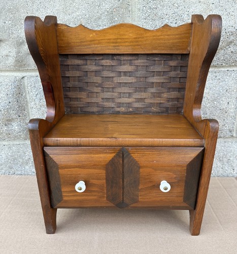 1980-81 Longaberger Basket Cookbook Nook Brown Wood Products Line Shelf RARE