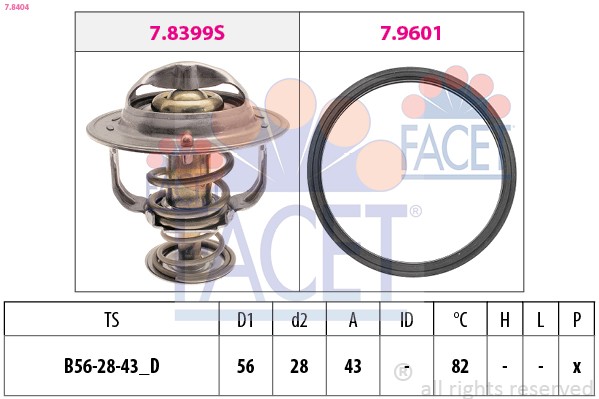 Thermostat liquide de refroidissement FACET 7.8404 boîtier eau moteur pour citadines