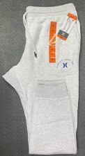 Hurley Men  s XXL Fleece Jogger White Light Gray with Gusset  Drawstring NWT
