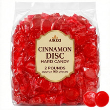 Cinnamon Discs Hard Candy 2 Lb - Individually Wrapped Cinnamon Candy Old Fashion