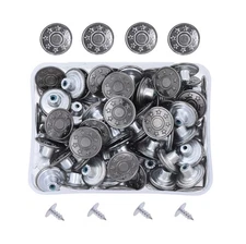 Mandala Crafts Jean Button Replacement Tack Button with Rivet Kit for Pants S...