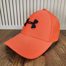 Under Armour Blitzing UA Classic Fit Fitted Sz M/L Hat Orange Black Baseball Cap