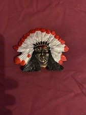 Vintage Large Western Native American Chief Head Belt Buckle SN 351
