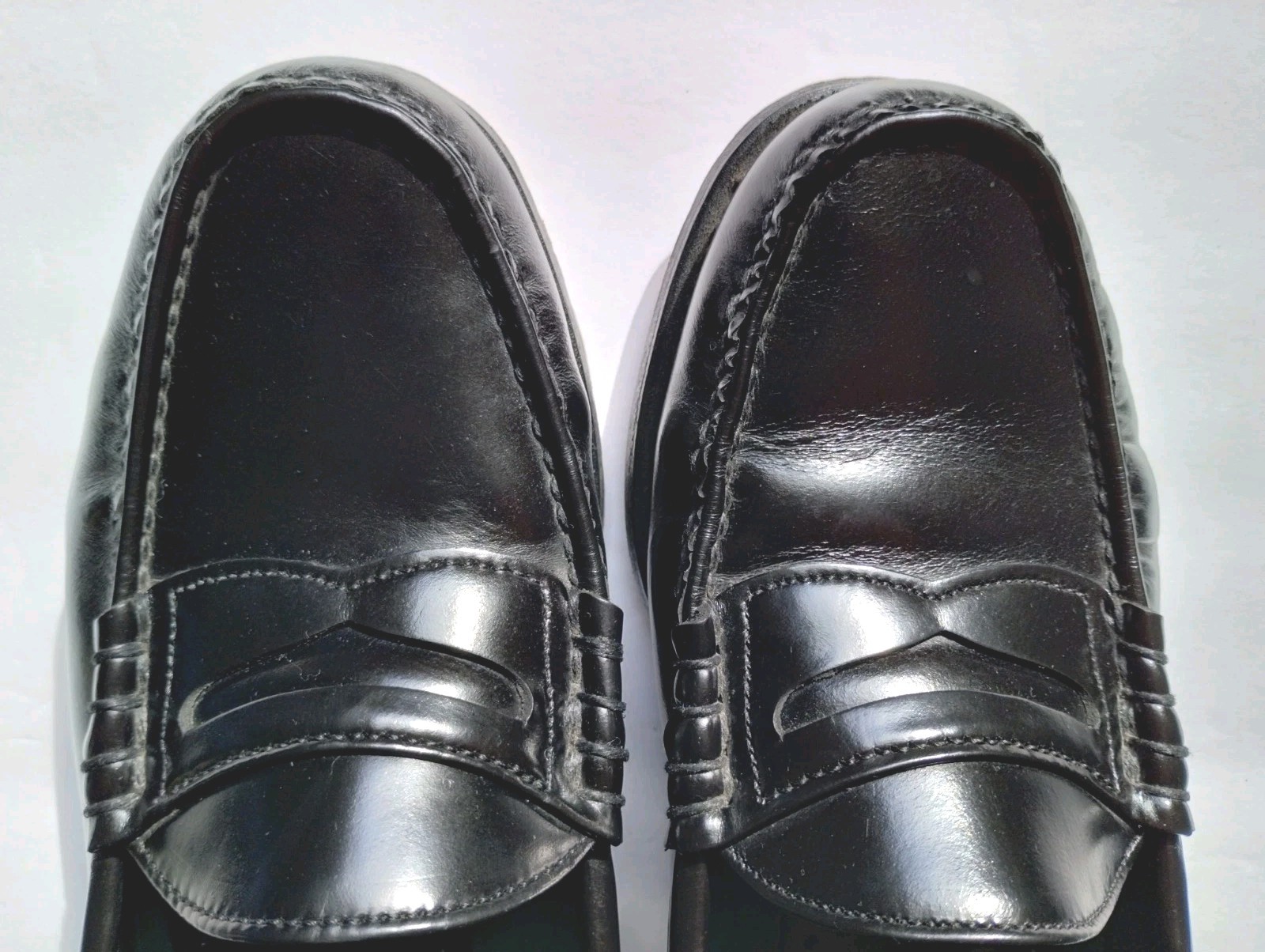 Dexter Solid Shell Black Leather Penny Loafers Me… - image 3