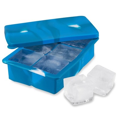 Host Ice Cube Tray with Lid, Makes 6 Large 2'' Cubes, Durable Silicone Trays, ...