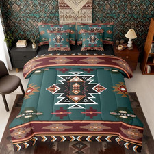 Western King Size Comforter Set with Sheets Southwestern Decor Geometric 7-Pie