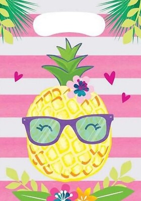 PIneapple 'N Friends Tropical Beach Summer Luau Party Favor Sacks Loot Bags
