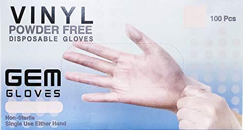 GEM Gloves Vinyl Powder Free Disposable Gloves - 100 PCS (Large)