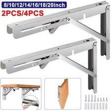 2/4Pcs Stainless Steel 8-20"Folding Table Bracket Shelf Bench Support Heavy Duty