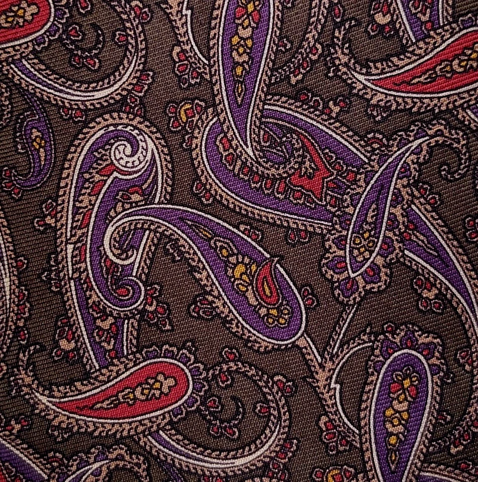 Corbata para hombre BERT PULITZER 100 % seda verde cachemira/azul marino/rojo/dorado usada en excelente estado Foto 4 de 4