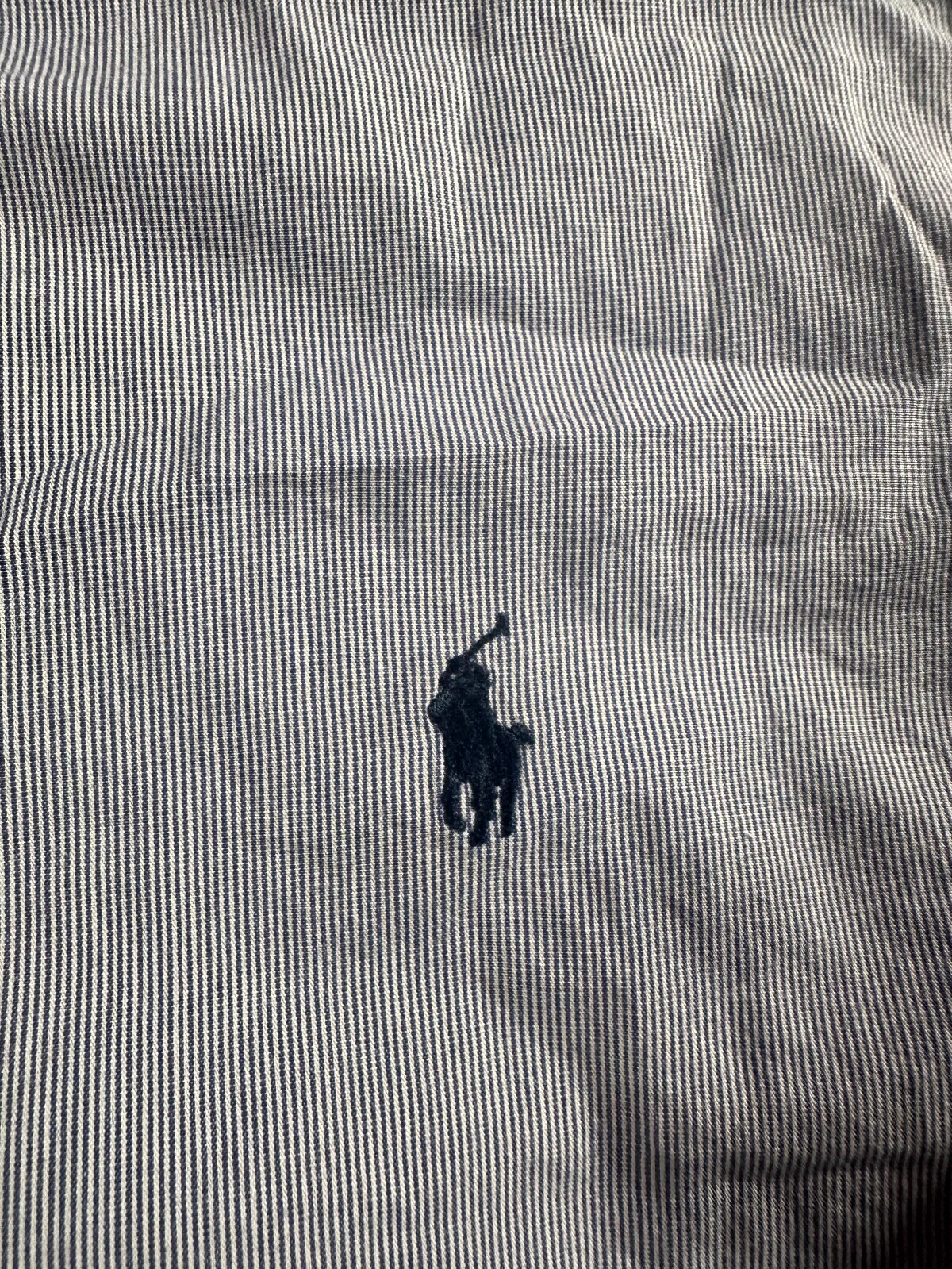 Ralph Lauren Dress Shirt Mens 15.5 White Blue Pinstripe Long Sleeve Button Down thumbnail 3