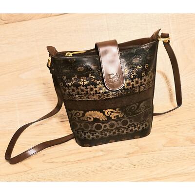 Vera Pelle Brown Calia Italian Leather Handcrafted Crossbody Purse Made In Italy