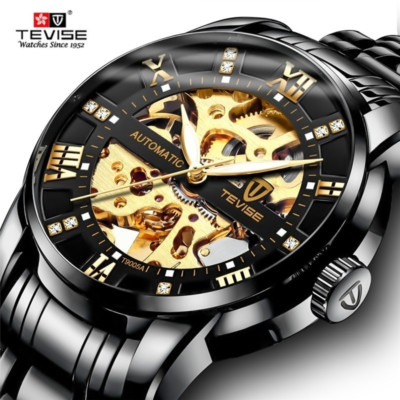 Luxusuhr Fernseher Herren Tourbillon Automatik Hohl Wasserdicht Robust.