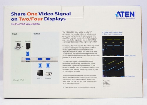 ATEN 2-Port 250MHz 1920x1440 HD VGA Video Splitter VS82A (Black) NO PSU - Picture 2 of 6