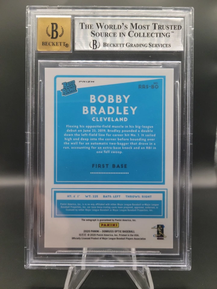 2020 Panini Donruss BGS 9 Optic Pink Velocity Prizm Bobby Bradley Rookie Auto RC - Image 2 of 2