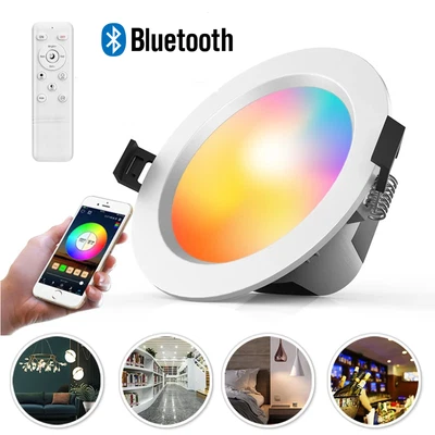 Bluetooth APP RGB+warmweiß+kalt LED Einbauleuchte 230V 5W/9W mit Fernbedienung - Bild 1 von 4