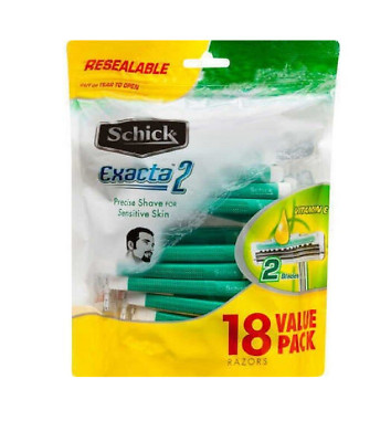 Schick Exacta 2 Sensitive Disposable Razors, Compares to Slim Twin, 18 Count