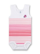 Baby Bodysuit Without Sleeves Ladybug, Pink - White Striped By Sanetta Size 86