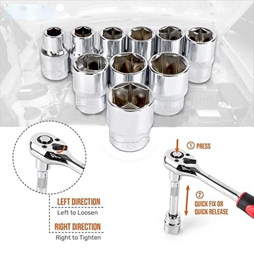 Socket Wrench Set -12 Piece Chrome Vanadium Toolkit for Car Repair- 1/2 Inch - Picture 8 of 8