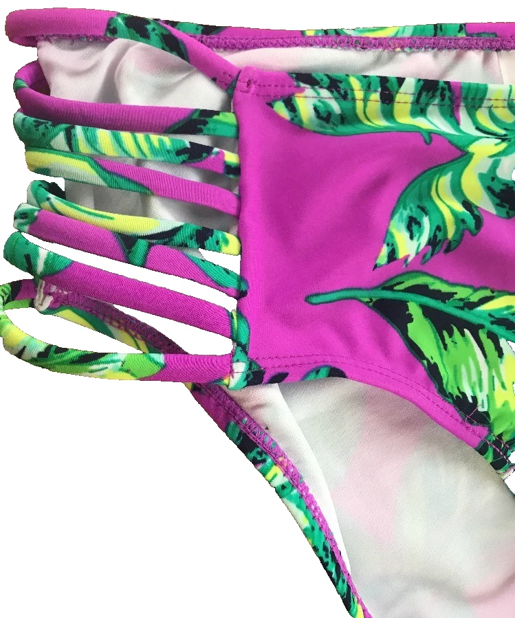 Bikini Bongo Mujer Pestaña Lateral Parte Inferior Estampado Palma Talla M Púrpura-Nuevo-ENVÍO 24 HORAS Foto 2 de 4