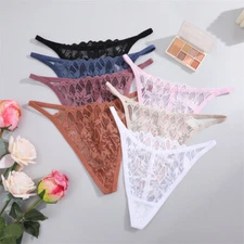 6 Pack Lot Sexy Womens See Through Lace Panties Thongs G string Sissy Underwear